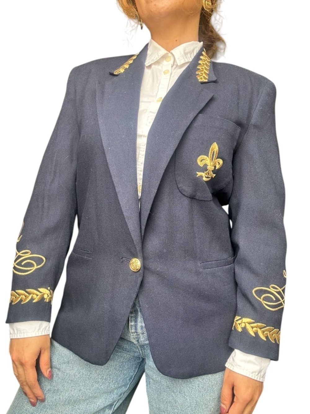 Stunning  Embroidered Navy Blazer - Military Equestrian style Made in America S